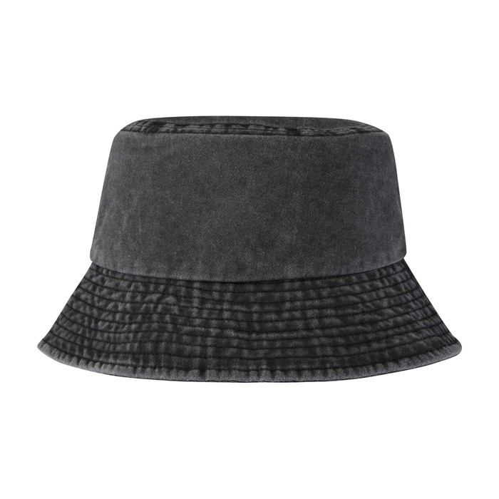 Sombrero tipo bob de algodón lavado con diseño atemporal 245 g/m2 color negro segunda vista frontal