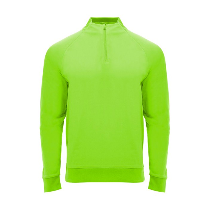 Sudadera de poliéster con media cremallera 200 g/m2 Roly Direct Epiro color verde fluorescente segunda vista