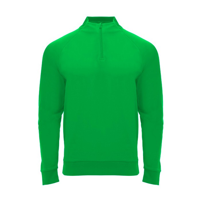Sudadera de poliéster con media cremallera 200 g/m2 Roly Direct Epiro color verde segunda vista