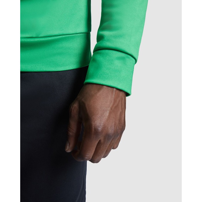 Sudadera de poliéster con media cremallera 200 g/m2 Roly Direct Epiro color verde fluorescente vista detalle 2