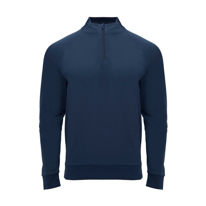 Sudadera de poliéster con media cremallera 200 g/m2 Roly Direct Epiro color azul marino segunda vista