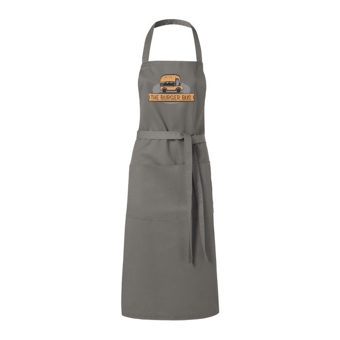 Delantal de cocina con logotipo color gris Delantal de cocina con logotipo color gris