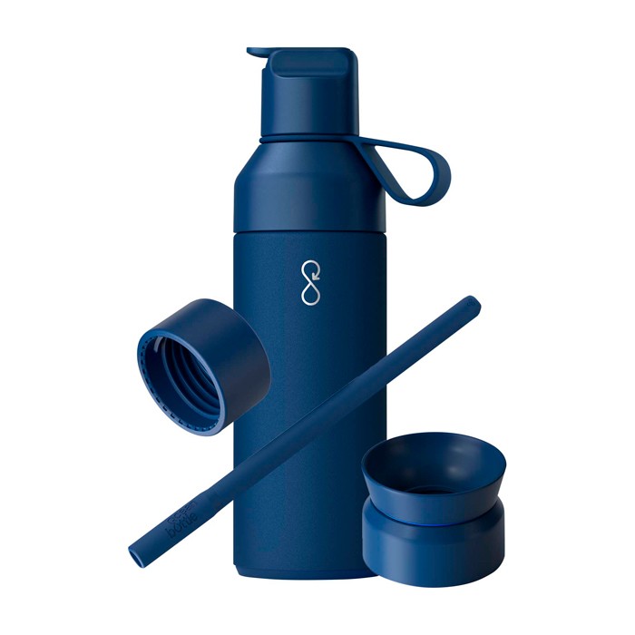 Botella con sistema de tapa modular y 3 tapas intercambiables 500ml Ocean Bottle color azul marino Botella con sistema de tapa modular y 3 tapas intercambiables 500ml Ocean Bottle color azul marino
