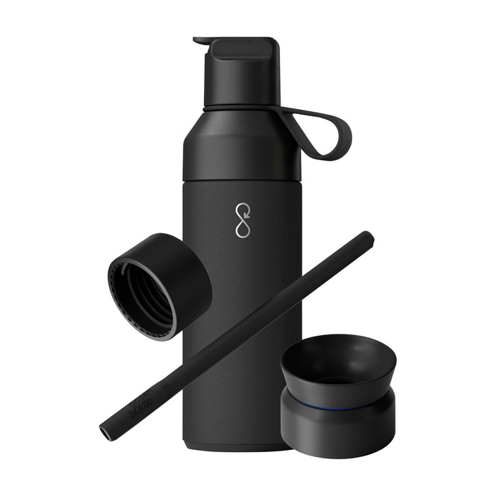 Botella con sistema de tapa modular y 3 tapas intercambiables 500ml Ocean Bottle color negro Botella con sistema de tapa modular y 3 tapas intercambiables 500ml Ocean Bottle color negro