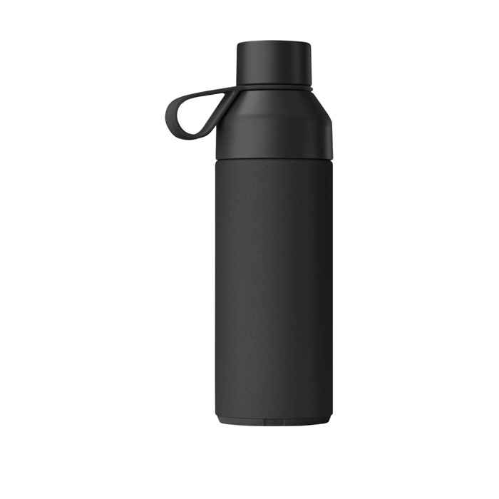 Botella con sistema de tapa modular y 3 tapas intercambiables 500ml Ocean Bottle color negro segunda vista trasera Botella con sistema de tapa modular y 3 tapas intercambiables 500ml Ocean Bottle color negro segunda vista trasera