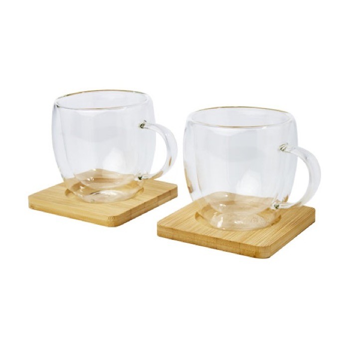Set de dos tazas de vidrio de doble pared color transparente cuarta vista Set de dos tazas de vidrio de doble pared color transparente cuarta vista