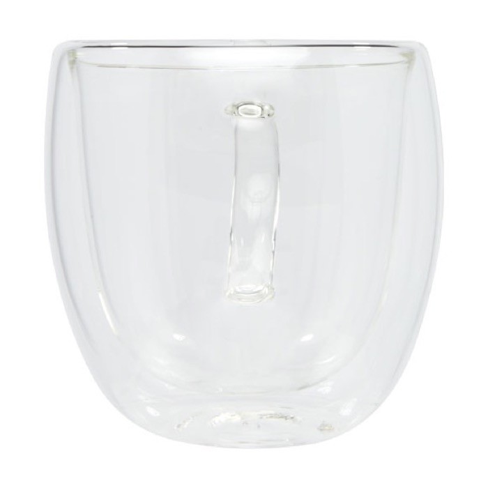 Set de dos tazas de vidrio de doble pared color transparente segunda vista frontal Set de dos tazas de vidrio de doble pared color transparente segunda vista frontal
