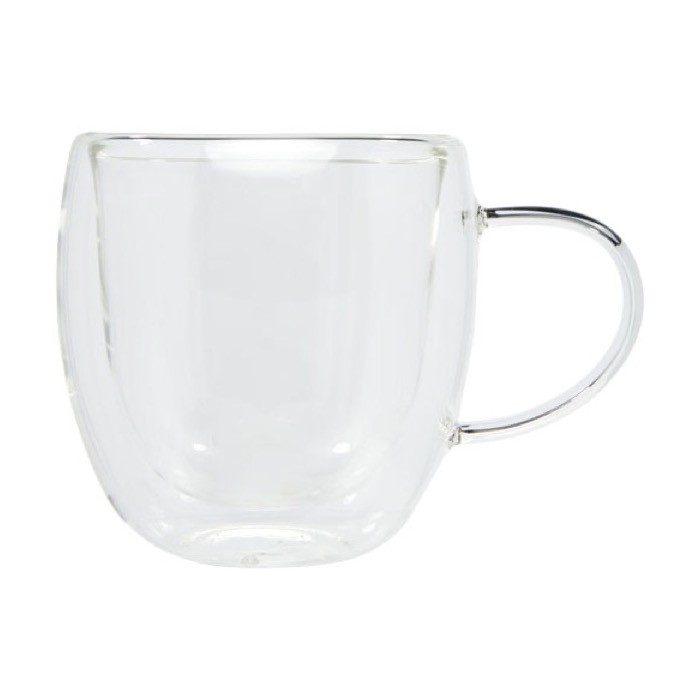 Set de dos tazas de vidrio de doble pared color transparente vista lateral Set de dos tazas de vidrio de doble pared color transparente vista lateral