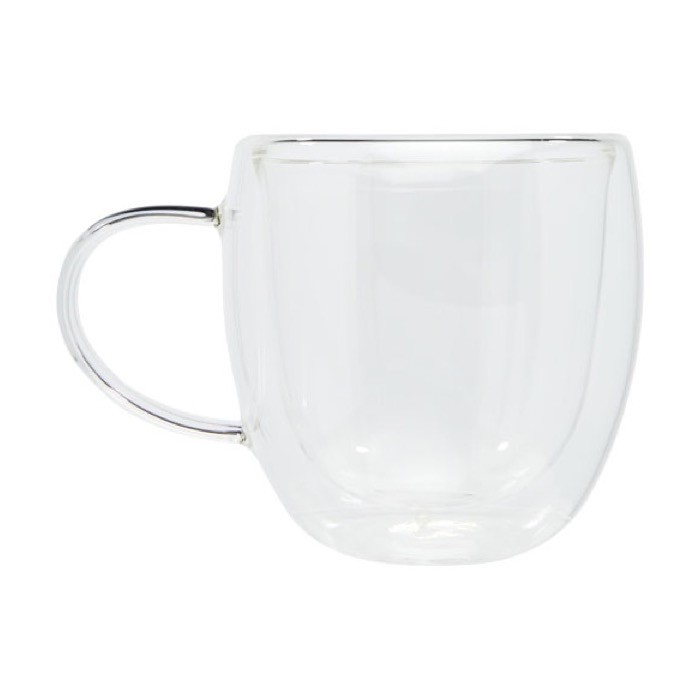 Set de dos tazas de vidrio de doble pared color transparente segunda vista con lateral Set de dos tazas de vidrio de doble pared color transparente segunda vista con lateral
