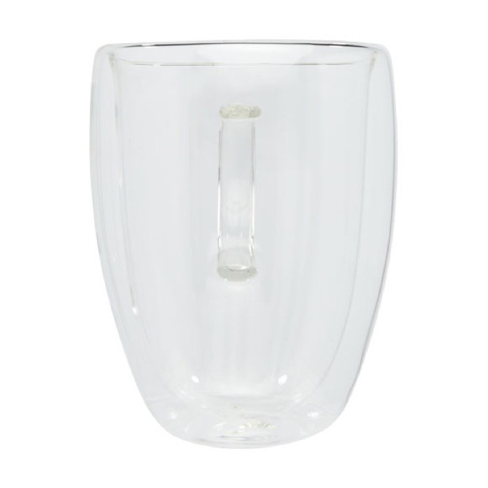 Set de tazas de doble pared con posavasos color transparente segunda vista frontal