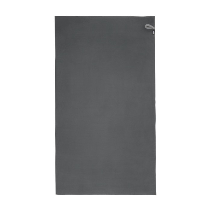 Toalla de deporte poliéster reciclado con secado rápido 200 g/m2 color gris segunda vista frontal