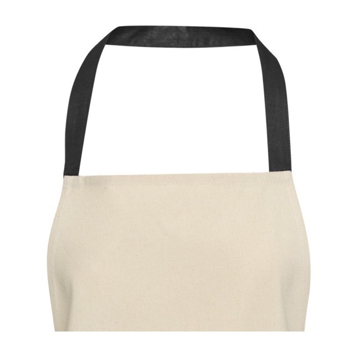 Delantal de algodón reciclado con cinta de cuello de color 200 g/m2 color negro vista detalle 2 Delantal de algodón reciclado con cinta de cuello de color 200 g/m2 color negro vista detalle 2