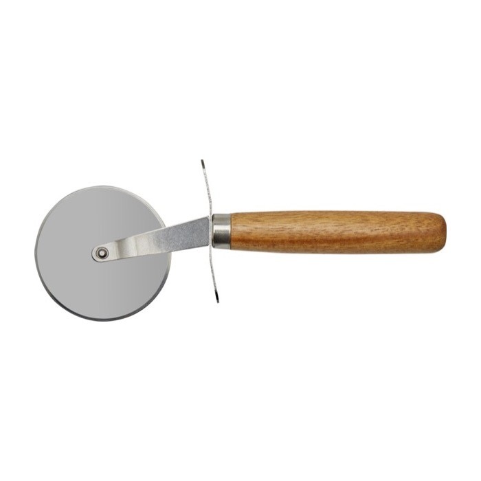 Tabla para cortar pizza de madera de acacia con 6 ranuras color madera segunda vista frontal