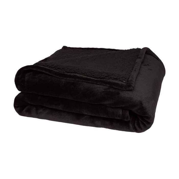 Manta de sherpa reciclada con tacto agradable y cómodo 126 x 152 cm color negro segunda vista Manta de sherpa reciclada con tacto agradable y cómodo 126 x 152 cm color negro segunda vista