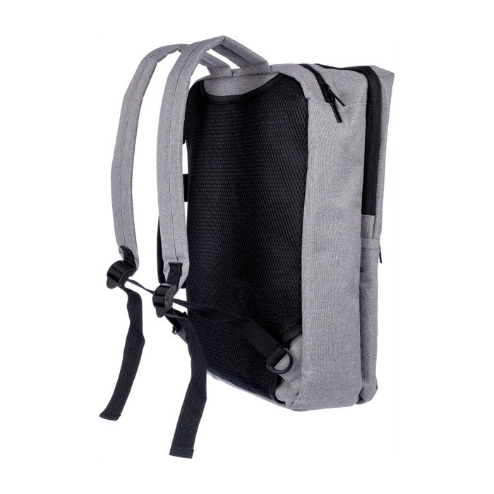 Mochila para portátil e ideal para viajes de poliéster reciclado 15'' color gris claro segunda vista Mochila para portátil e ideal para viajes de poliéster reciclado 15'' color gris claro segunda vista