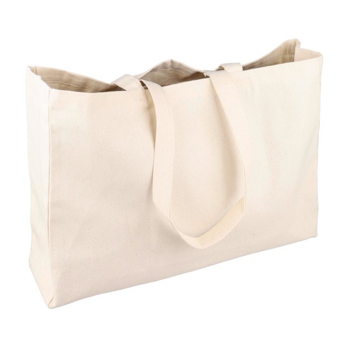 Bolsa de la compra de algodón natural Oeko-Tex® con fuelle 280 g/m2 tercera vista Bolsa de la compra de algodón natural Oeko-Tex® con fuelle 280 g/m2 tercera vista