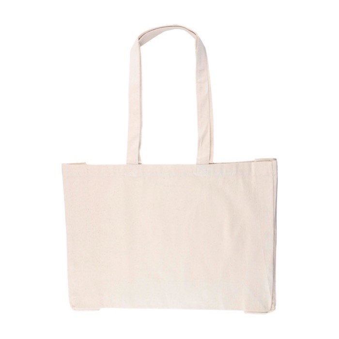 Bolsa de la compra de algodón natural Oeko-Tex® 220 g/m2 color caqui segunda vista Bolsa de la compra de algodón natural Oeko-Tex® 220 g/m2 color caqui segunda vista