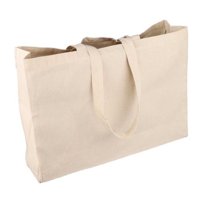 Bolsa de la compra de algodón natural Oeko-Tex® 220 g/m2 tercera vista Bolsa de la compra de algodón natural Oeko-Tex® 220 g/m2 tercera vista
