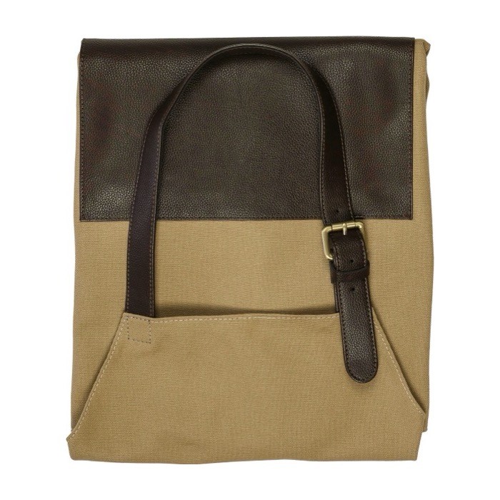 Delantal ajustable de lona con un bolsillo delantero de cuero octava vista