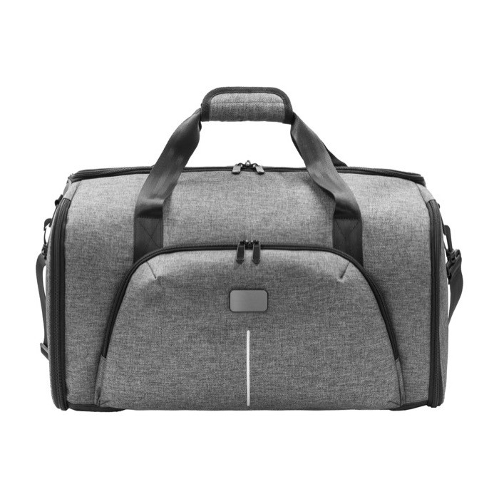 Bolsa para viaje de poliéster reciclado y correa para trolley color gris primera vista Bolsa para viaje de poliéster reciclado y correa para trolley color gris primera vista