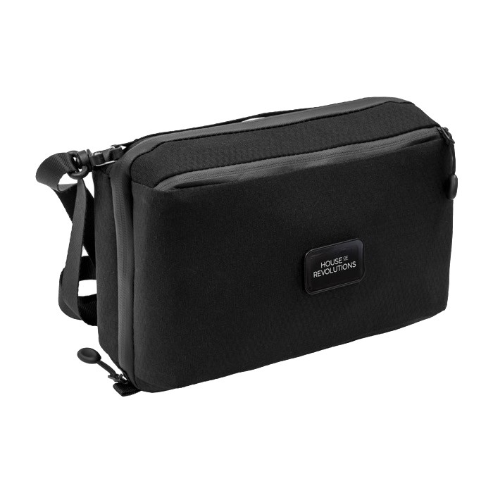 Bandolera de poliéster reciclado con varios compartimientos primera vista