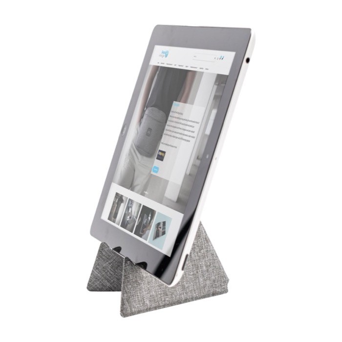 Soporte de RPET plegable para teléfono y tablet BrandCharger segunda vista Soporte de RPET plegable para teléfono y tablet BrandCharger segunda vista