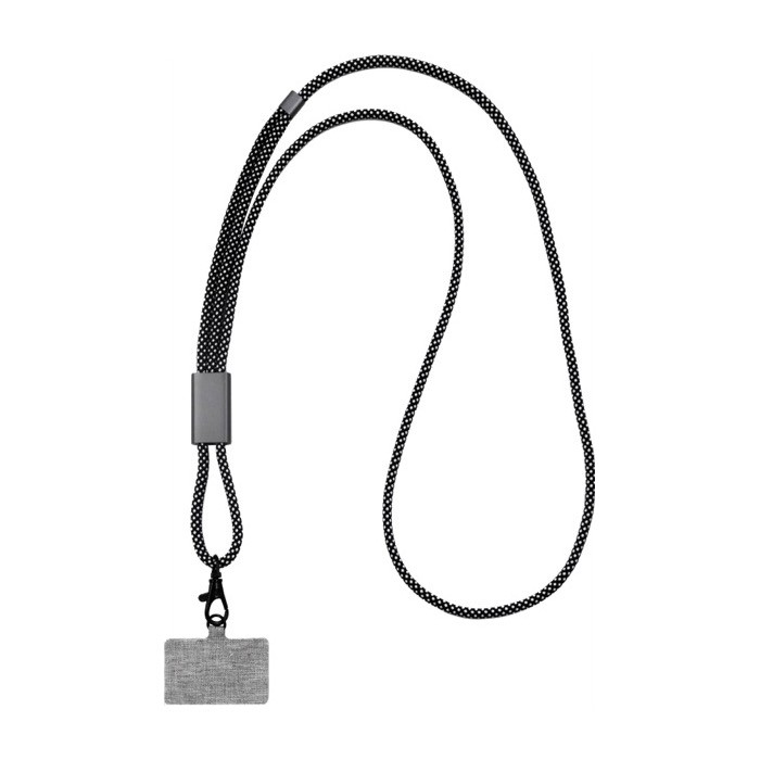 Lanyard de RPET elegante para la funda de móvil BrandCharger color grafito primera vista
