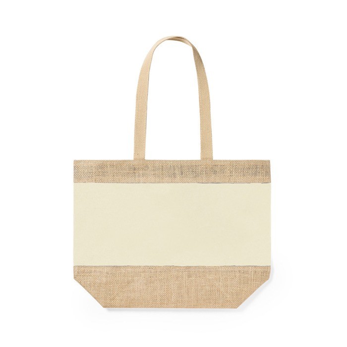 Bolsa de yute y algodón laminado color natural Bolsa de yute y algodón laminado color natural