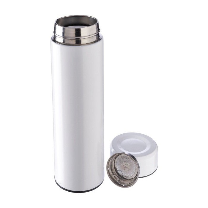 Termo de acero inoxidable reciclado con colador de té extraible 425ml tercera vista