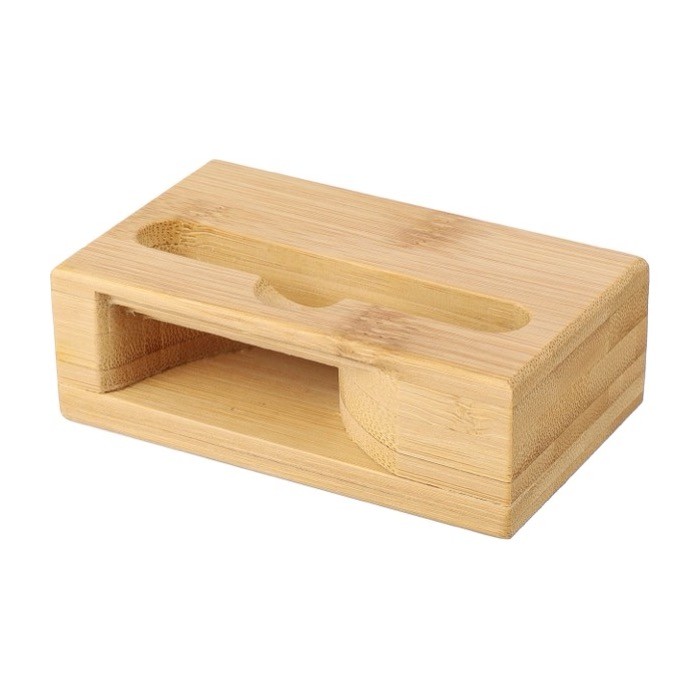 Soporte para el móvil de bambú con función de amplificador de sonido cuarta vista Soporte para el móvil de bambú con función de amplificador de sonido cuarta vista