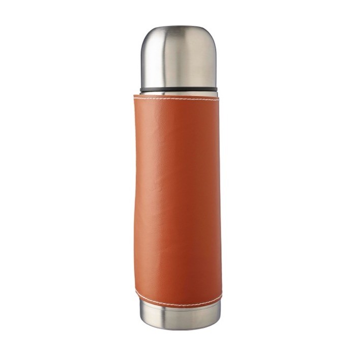Termo de acero inoxidable con funda extraíble de cuero 400ml tercera vista Termo de acero inoxidable con funda extraíble de cuero 400ml tercera vista