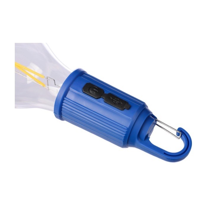 Lámpara en forma de bombilla recargable con clip para transporte tercera vista Lámpara en forma de bombilla recargable con clip para transporte tercera vista