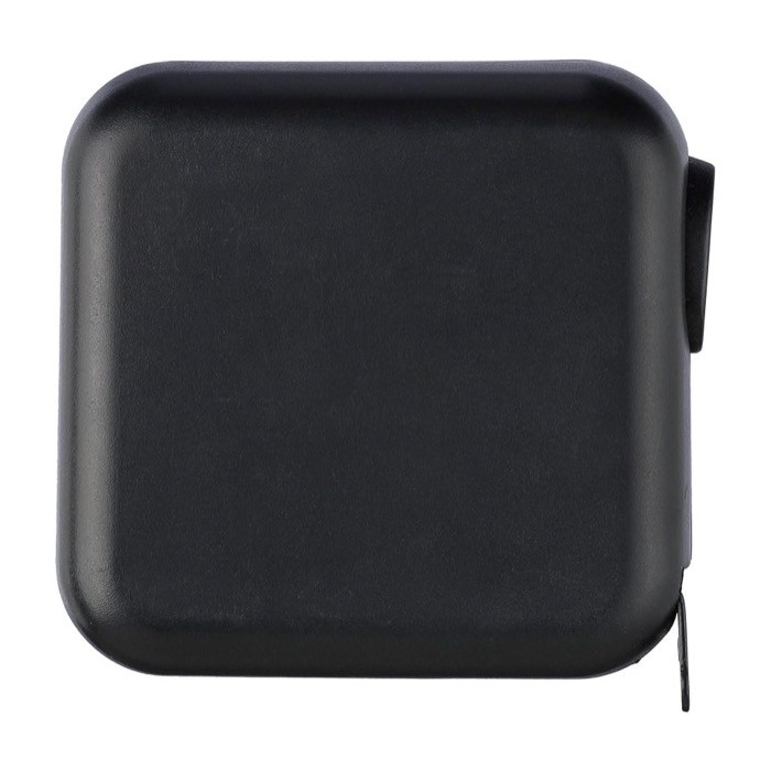 Cinta métrica de centímetros y pulgadas con pulsador de bloqueo 5M color negro segunda vista Cinta métrica de centímetros y pulgadas con pulsador de bloqueo 5M color negro segunda vista