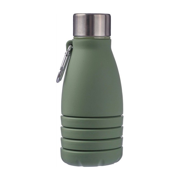 Botella de silicona plegable con tapa de acero y mosquetón 550ml quinta vista Botella de silicona plegable con tapa de acero y mosquetón 550ml quinta vista