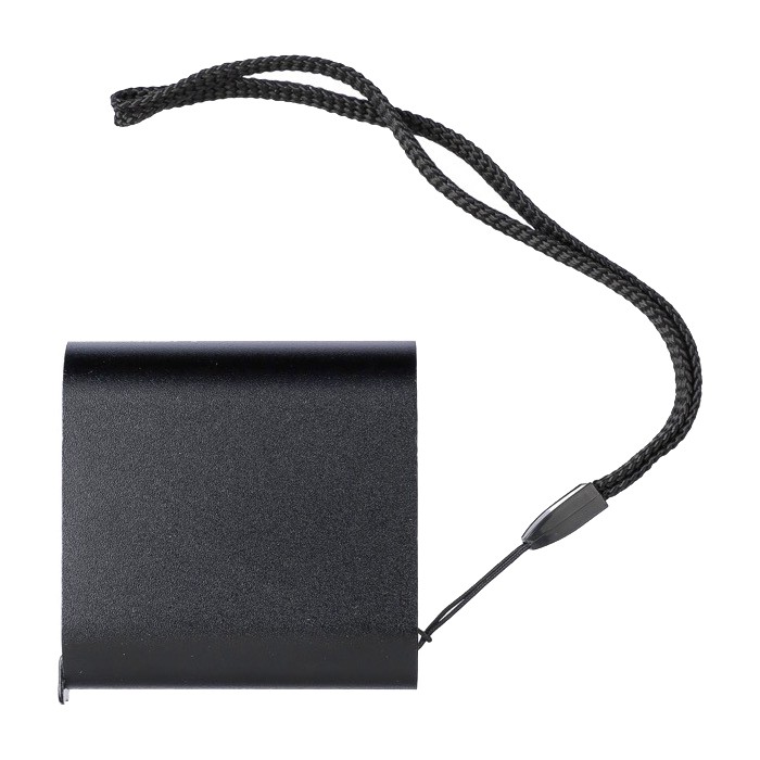 Cinta métrica de aluminio con pulsador y cordón para transporte 3M color negro segunda vista Cinta métrica de aluminio con pulsador y cordón para transporte 3M color negro segunda vista