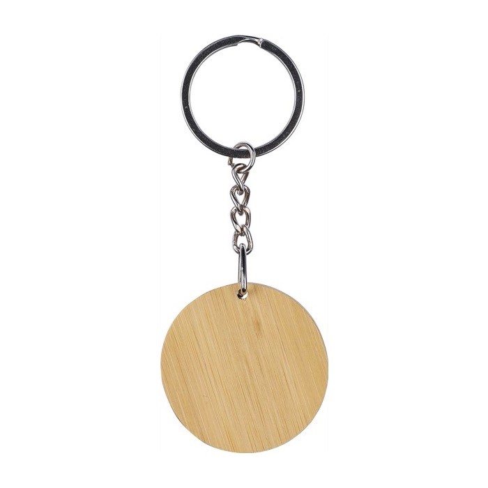 Llavero redondo de bambú con superficie negra para personalizar color negro primera vista Llavero redondo de bambú con superficie negra para personalizar color negro primera vista