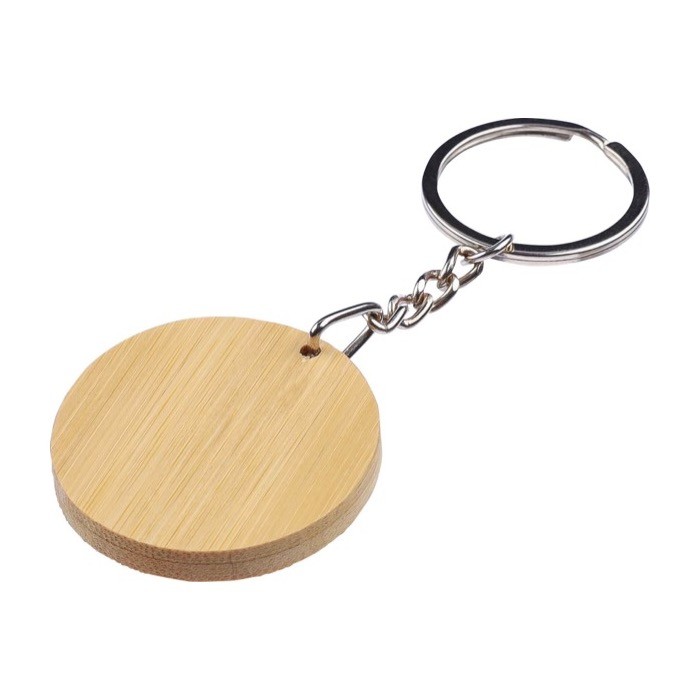 Llavero redondo de bambú con superficie negra para personalizar tercera vista Llavero redondo de bambú con superficie negra para personalizar tercera vista