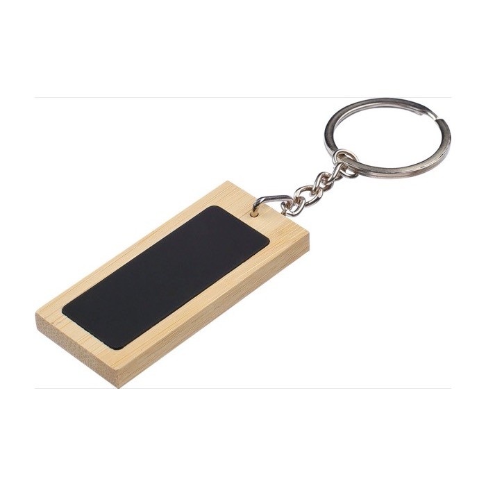 Llavero rectangular de bambú con superficie negra para personalizar segunda vista Llavero rectangular de bambú con superficie negra para personalizar segunda vista