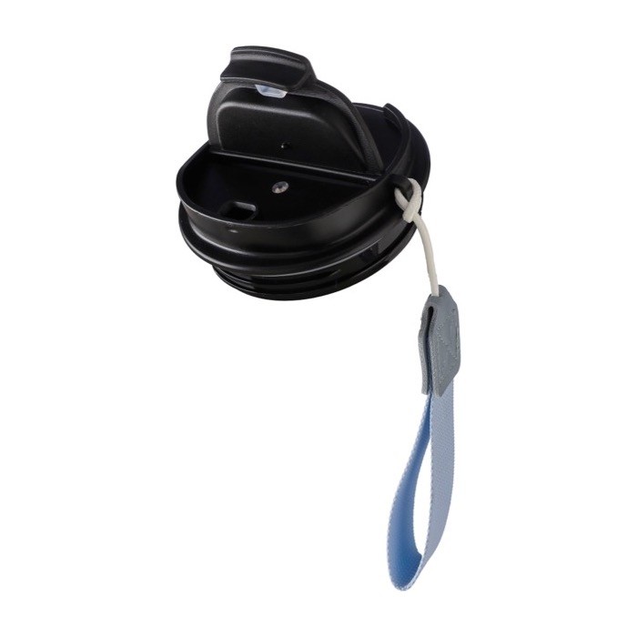 Vaso térmico de acero inoxidable con correa a juego y tapa negra 500ml segunda vista Vaso térmico de acero inoxidable con correa a juego y tapa negra 500ml segunda vista