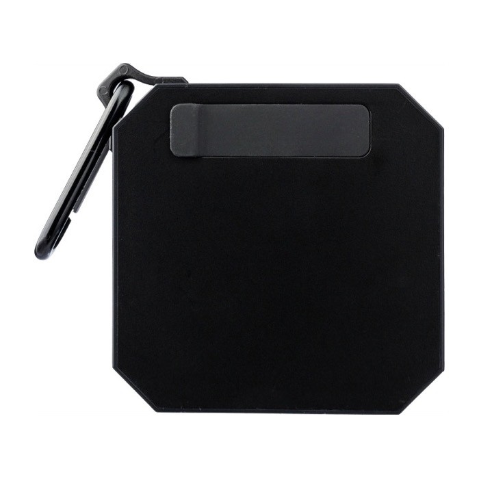 Pequeño altavoz cuadrado personalizable con mosquetón para transporte color negro primera vista Pequeño altavoz cuadrado personalizable con mosquetón para transporte color negro primera vista