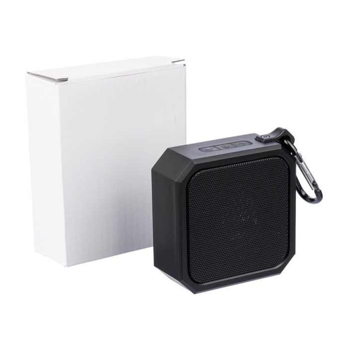 Pequeño altavoz cuadrado personalizable con mosquetón para transporte octava vista Pequeño altavoz cuadrado personalizable con mosquetón para transporte octava vista