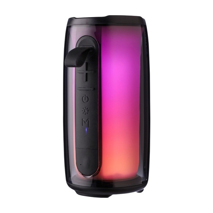 Altavoz negro con múltiples modos de iluminación ideal para exteriores color multicolor segunda vista Altavoz negro con múltiples modos de iluminación ideal para exteriores color multicolor segunda vista