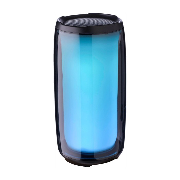 Altavoz negro con múltiples modos de iluminación ideal para exteriores color multicolor tercera vista Altavoz negro con múltiples modos de iluminación ideal para exteriores color multicolor tercera vista