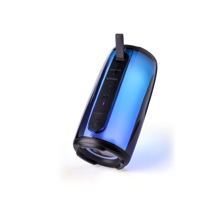 Altavoz negro con múltiples modos de iluminación ideal para exteriores tercera vista Altavoz negro con múltiples modos de iluminación ideal para exteriores tercera vista