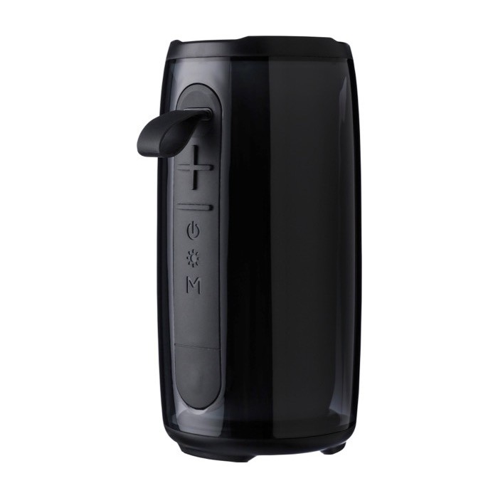 Altavoz negro con múltiples modos de iluminación ideal para exteriores sexta vista Altavoz negro con múltiples modos de iluminación ideal para exteriores sexta vista