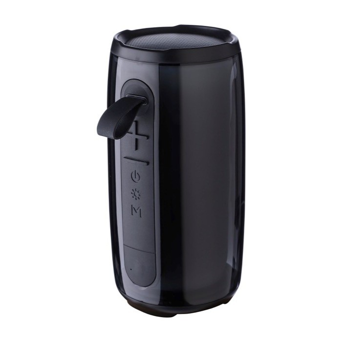 Altavoz negro con múltiples modos de iluminación ideal para exteriores novena vista Altavoz negro con múltiples modos de iluminación ideal para exteriores novena vista