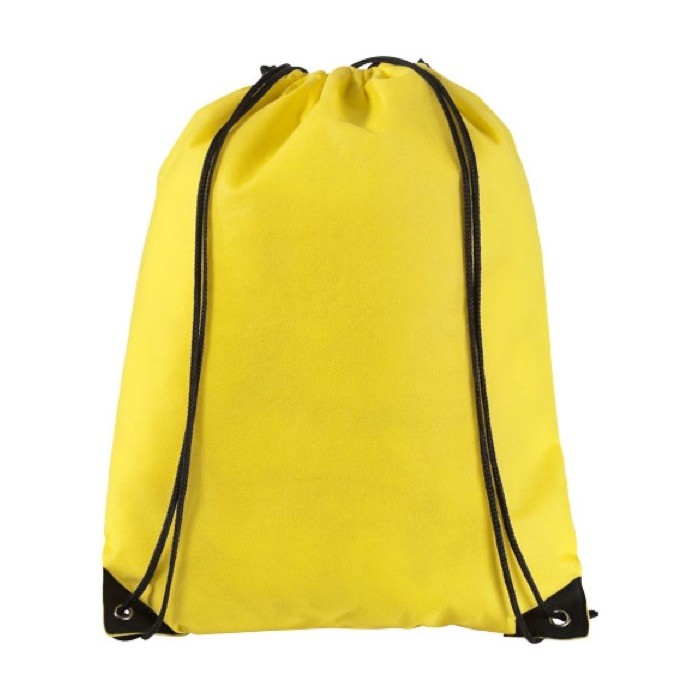 Mochila de cuerdas no tejida 80 g/m2 color amarillo vista frontal