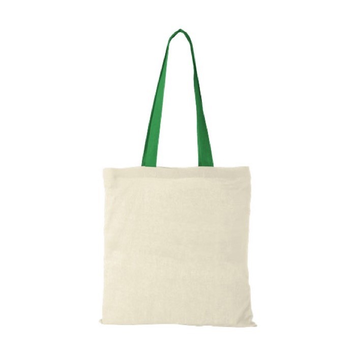 Bolsa de algodón con asas largas 100 g/m2 color verde segunda vista frontal Bolsa de algodón con asas largas 100 g/m2 color verde segunda vista frontal