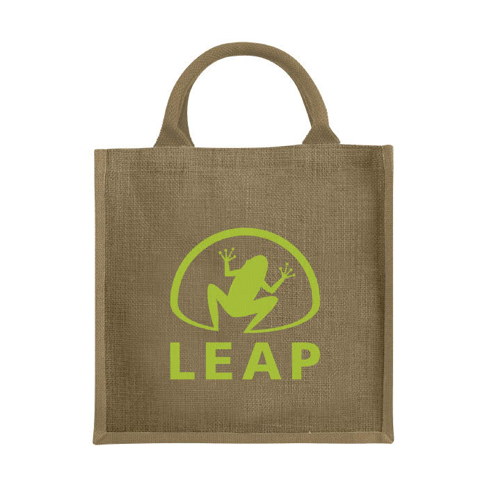 Bolsa Tote de yute con logo impreso color natural con impresión Bolsa Tote de yute con logo impreso color natural con impresión