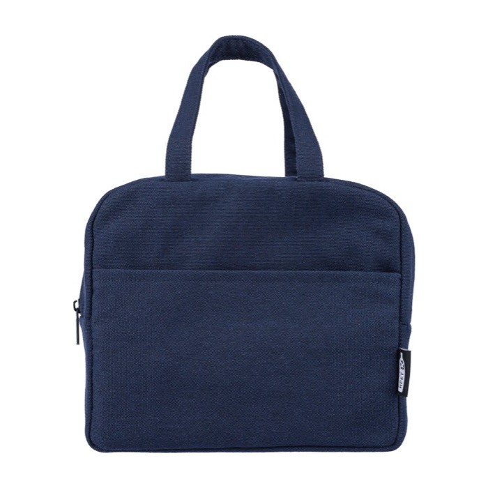 Bolsa térmica de polialgodón reciclado con interior de aluminio color azul primera vista Bolsa térmica de polialgodón reciclado con interior de aluminio color azul primera vista